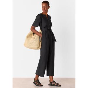 Whistles Black Fiona Linen Button Jumpsuit